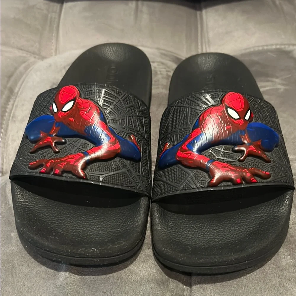 Adidas Spider-Man Black and Blue Slippers with Comfort and Style Size 5